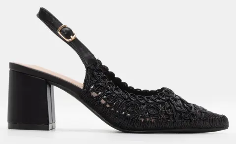 Γόβες Μυτερές με Πλεκτό Σχέδιο - Μαύρο