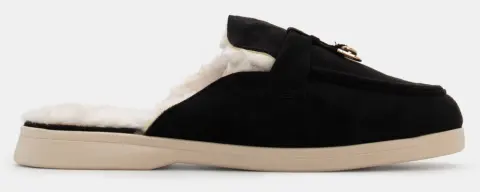 Παντόφλες Γούνινες με Διακοσμητικό - Μαύρο