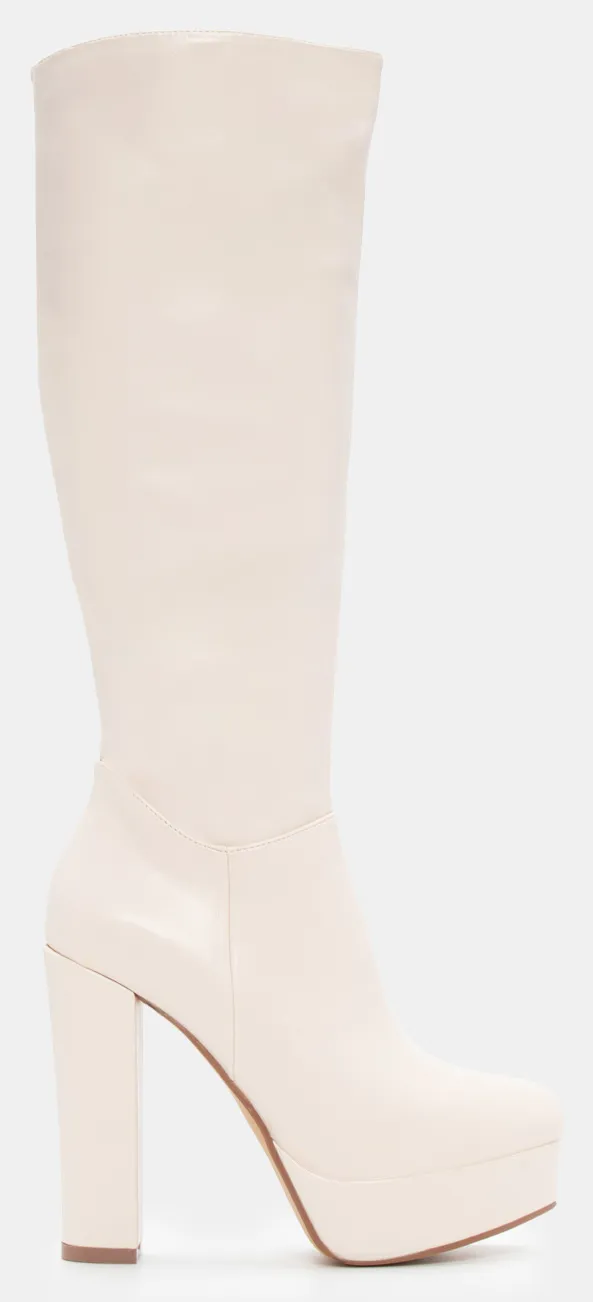 Μπότες Μονόχρωμες με Φιάπα - Μπεζ