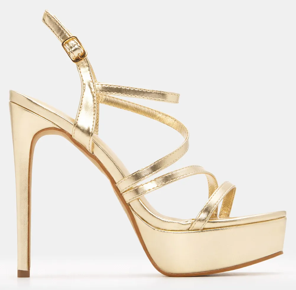 Πέδιλα με Λοξά Λουράκια - Χρυσό