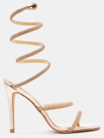 Πέδιλα με Περιστρεφόμενο Λουράκι & Strass - Χρυσό