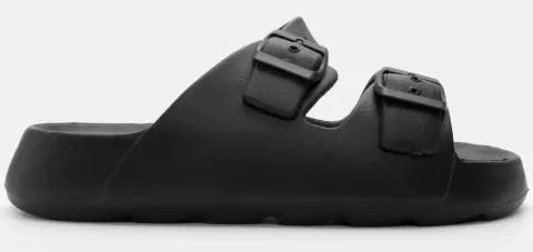 Παντόφλες με Διπλές Τόκες - Μαύρο