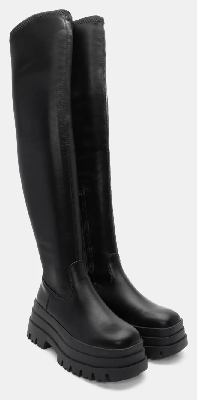 Μπότες Δίσολες Over The Knee - Μαύρο