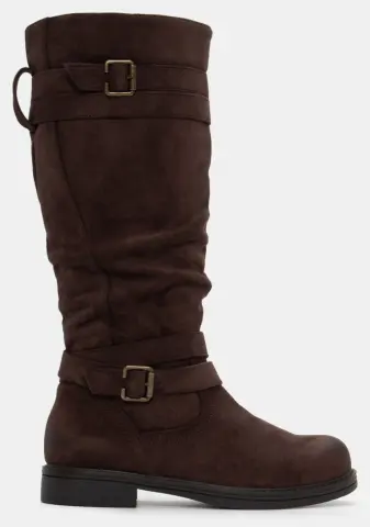 Μπότες με Διακοσμητικά Λουράκια - Καφέ Σκούρο