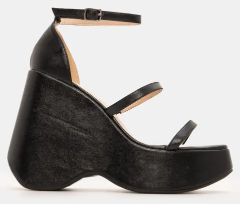 Πλατφόρμες με Μπαρέτα & Λουράκια - Μαύρο