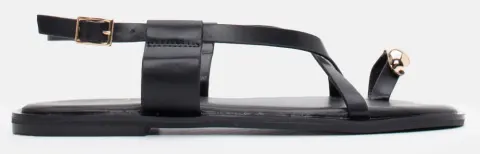 Flat Σανδάλια με Λουράκια - Μαύρο