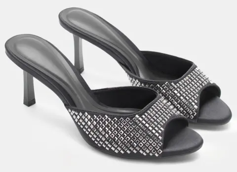 Mules με Διακοσμητικές Πέτρες - Μαύρο