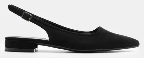 Γοβάκια Slingback Μυτερά με Τόκα - Μαύρο