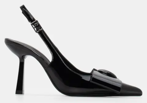 Γόβες Μυτερές με Φιόγκο - Μαύρο-Λουστρίνι