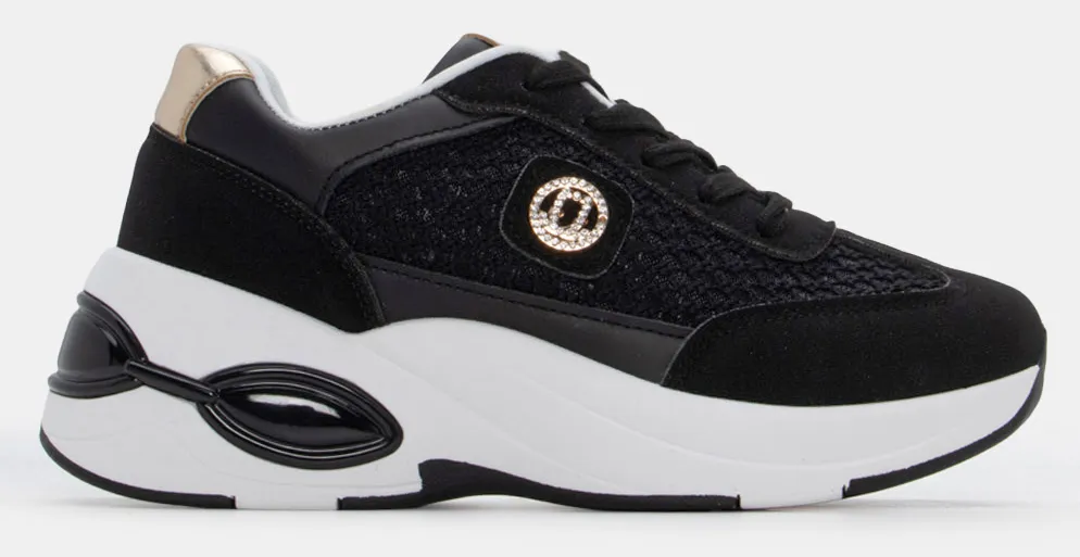 Sneakers Chunky με Διακοσμητικό απο Strass - Μαύρο