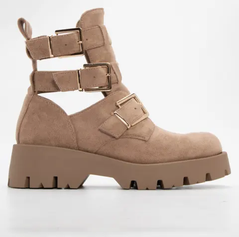 Μποτάκια με Ανοίγματα στο Πλάι & Τόκες - Μπεζ-Σκούρο