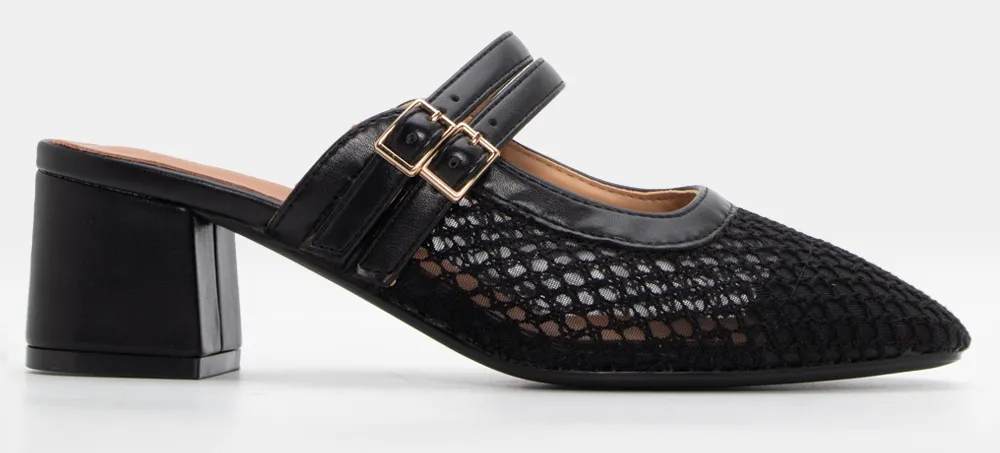 Γόβες με Δίχτυ & Λουράκια - Μαύρο