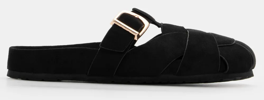 Mules με Περίτεχνα Λουράκια - Μαύρο