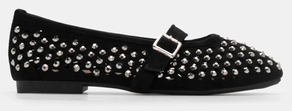 Μπαλαρίνες με Διακοσμητικά Τρούκς & Μπαρέτα - Μαύρο