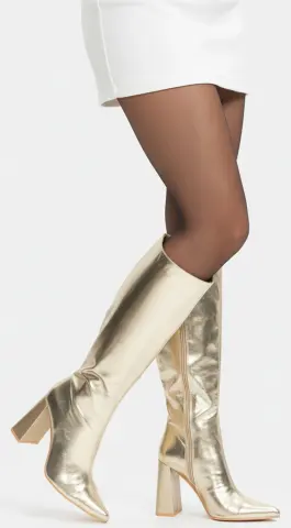 Μπότες Μονόχρωμες Μυτερές - Χρυσό