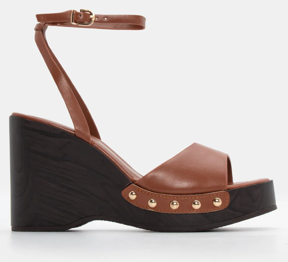 Πλατφόρμα Clogs με Μπαρέτα - Κάμελ