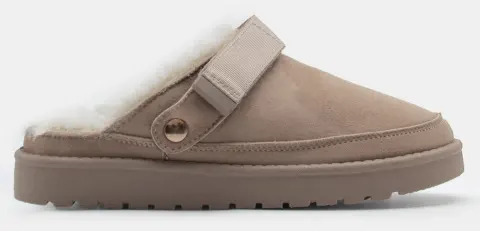 Clogs Σαμπό με Εσωτερική Επένδυση Γούνας & Λουράκι Scratch - Μπεζ-Σκούρο
