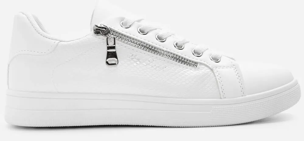 Sneakers με Διακοσμητικό Φερμουάρ - Λευκό