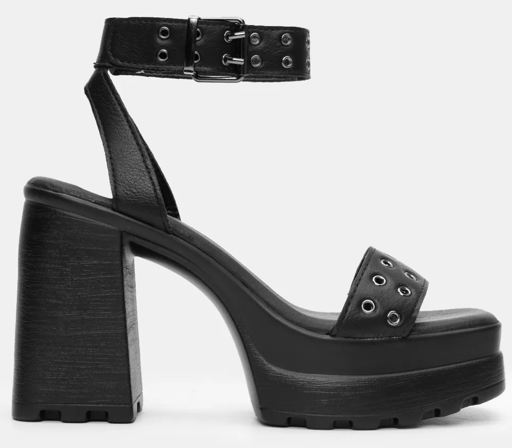 Πέδιλα Flatform με Διακοσμητικά Τρούκς & Μπαρέτα - Μαύρο