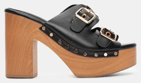 Clogs με Διπλές Τόκες & Τρούκς - Μαύρο