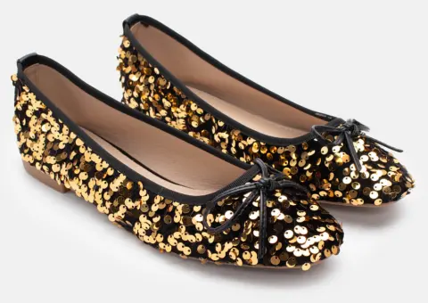 Μπαλαρίνες με Παγιέτες & Διακοσμητικό Φιόγκο - Χρυσό