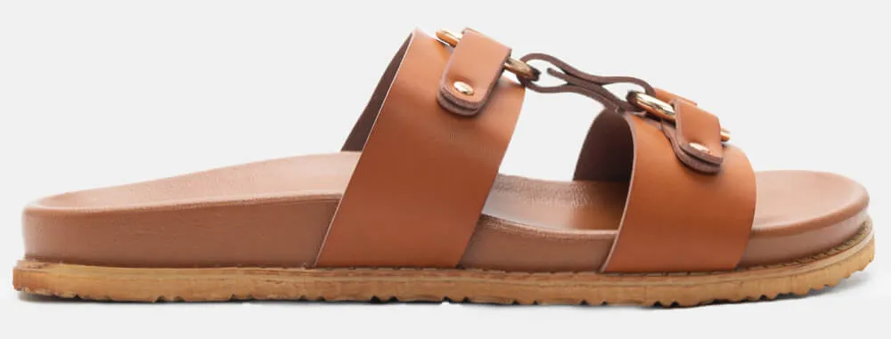 Σανδάλια Flatform με Φάσες & Κρίκους - Κάμελ