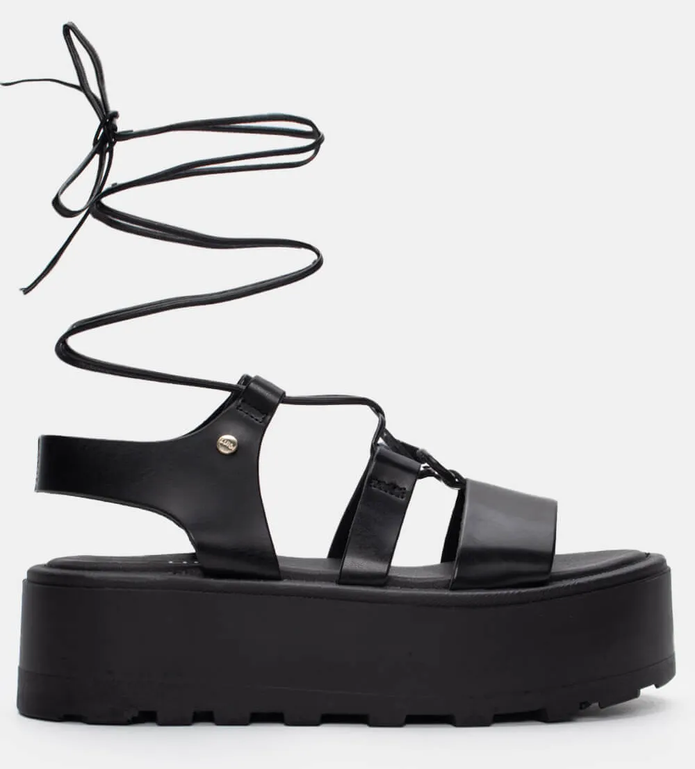 LUIGI DESIGN - Πλατφόρμες Gladiator - Μαύρο