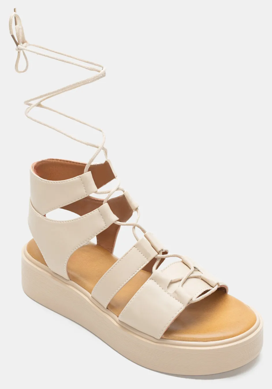 Σανδάλια Flatform Gladiator - Μπεζ