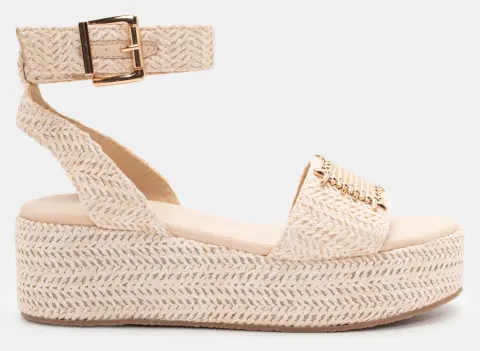 Πλατφόρμες Εσπαντρίγιες με Μπαρέτα & Διακοσμητικό - Μπεζ