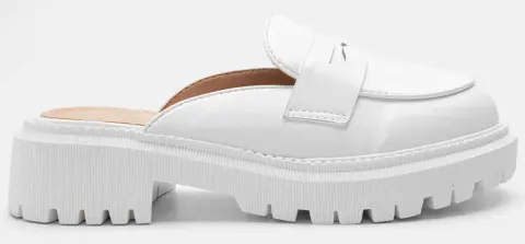 Mules Loafers με Τρακτερωτή Σόλα - Λευκό