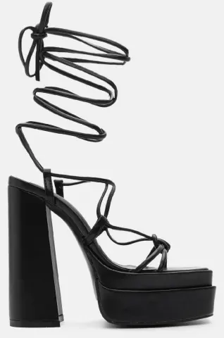 Πέδιλα Lace Up με Διπλή Φιάπα - Μαύρο