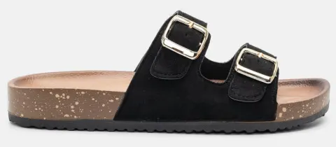 Σανδάλια Flatform με Διπλές Τόκες - Μαύρο