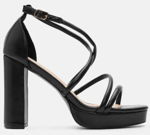 Πέδιλα με Χιαστί Λουράκια & Φιάπα - Μαύρο