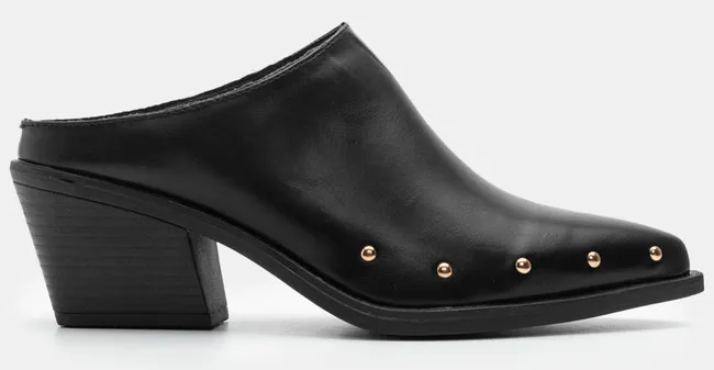 Clogs Western Μυτερά με Τρουκς - Μαύρο