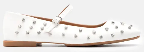 Μπαλαρίνες με Μπαρέτα & Διακοσμητικές Πέτρες - Λευκό