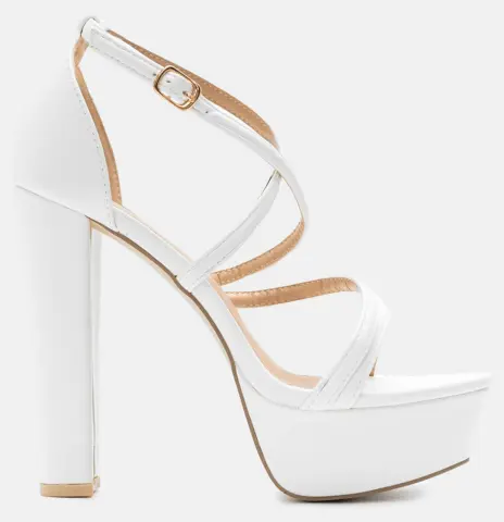 LUIGI DESIGN - Πέδιλα με Χιαστί Λουριά & Φιάπα - Λευκό