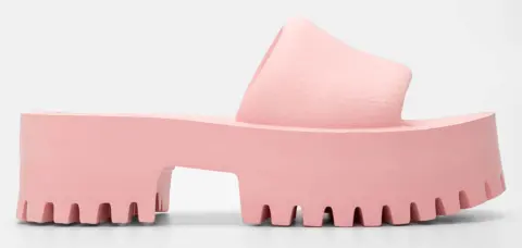 Παντόφλες Platform Μονόχρωμες με Τρακτεροτή Σόλα - Ροζ