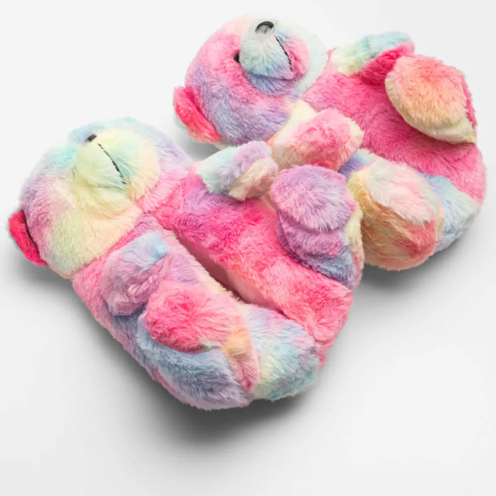 Παντόφλες Γούνινες με Σχέδιο Αρκουδάκι - Πολύχρωμο