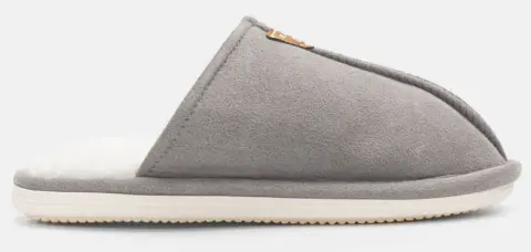 Παντόφλες Γούνινες με Ραφή - Γκρι