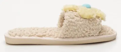 Παντόφλες Teddy με Λουλούδια - Μπεζ
