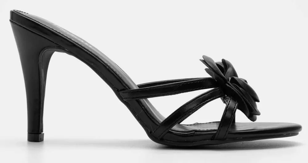 Mules με Διακοσμητικό Λουλούδι - Μαύρο