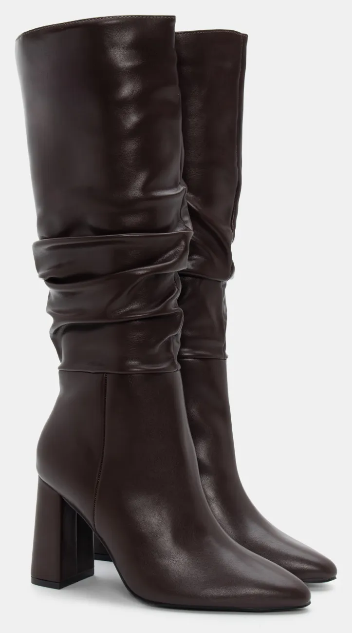 Μπότες με Σούρες - Καφέ Σκούρο