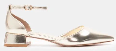 Γόβες Μυτερές με Μπαρέτα - Χρυσό