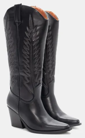 Μπότες Cowboy με Κέντημα - Μαύρο