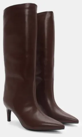 Μπότες Μυτερές Μονόχρωμες - Καφέ Σκούρο