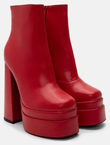 Μποτάκια με Τακούνι & Διπλή Φιάπα - Κόκκινο