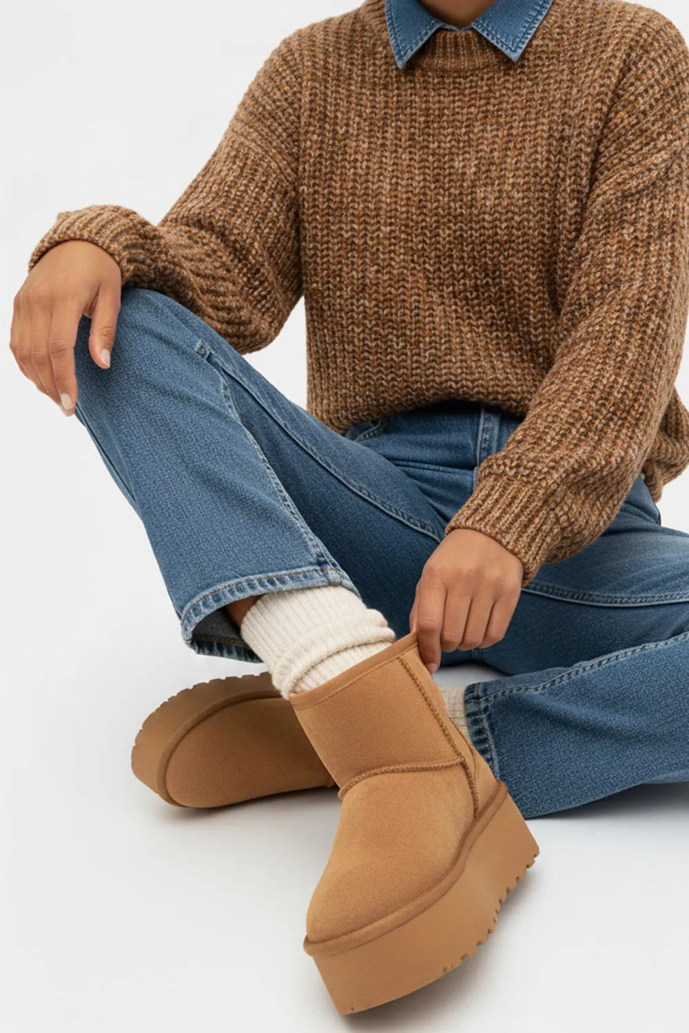 Μποτάκια Δίσολα με Εσωτερική Επένδυση Γούνας - Κάμελ