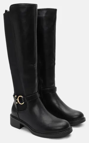 Μπότα με Λάστιχο & Διακοσμητική Τόκα - Μαύρο