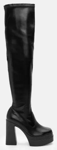Μπότες Over The Knee με Διπλή Φιάπα - Μαύρο