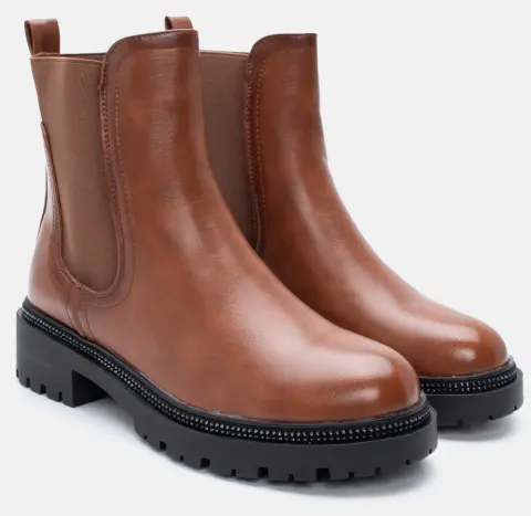 Μποτάκια Αστραγάλου με Λάστιχο &Strass - Κάμελ